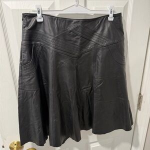 Black Leather A-Line Women's Skirt